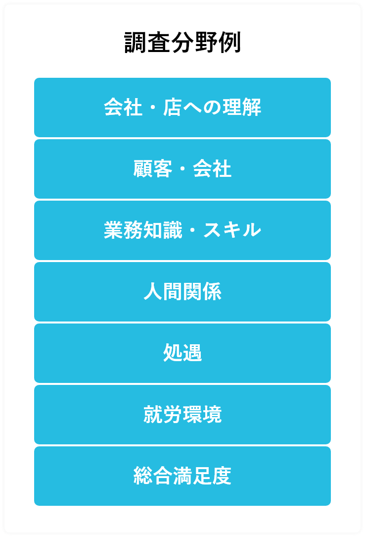 従業員満足度(ES)調査 ＜調査分野例